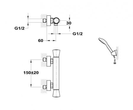 Смеситель для душа с душевым набором Mofem Golf 143-1301-00
