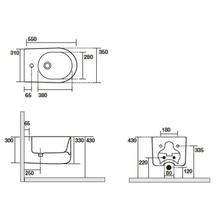 Биде подвесное Kerasan Nolita 532589 серый матовый