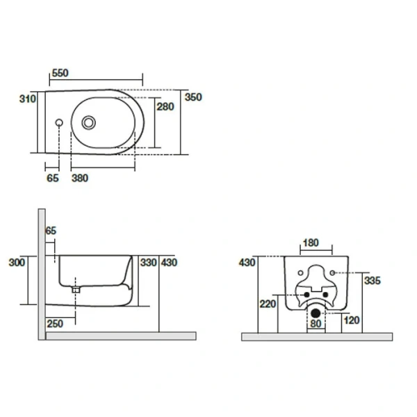 Биде подвесное Kerasan Nolita 532589 серый матовый