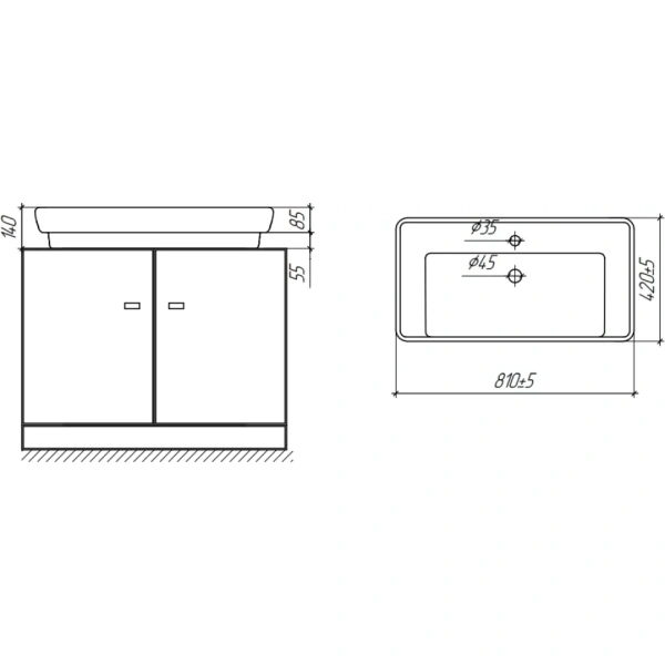 Тумба с раковиной 100 см Brevita Elche УТ000023946