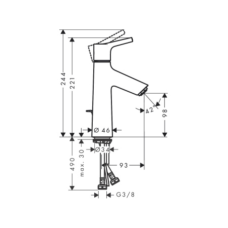 Смеситель для раковины без донного клапана Hansgrohe Talis S 72021000 хром