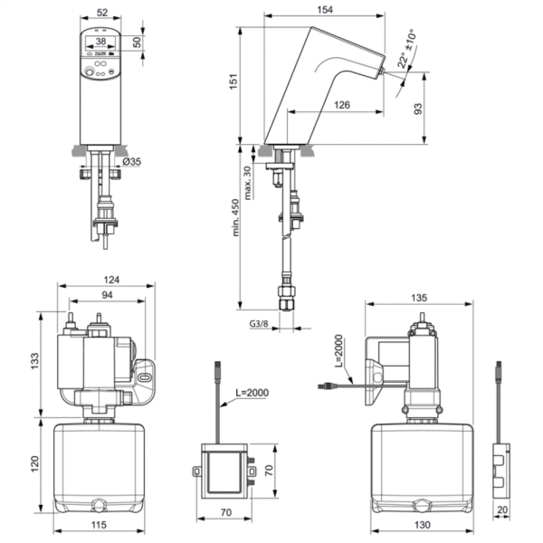 Интеллектуальный смеситель с бесконтактным управлением Ideal Standard INTELLIMIX A7488B3