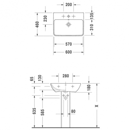 Раковина Duravit ME by Starck 2335600000 (60x46 см)