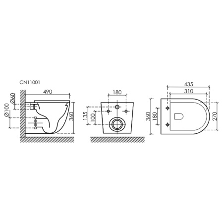 Подвесной унитаз Ceramicanova Uno Rimless CN11001MB