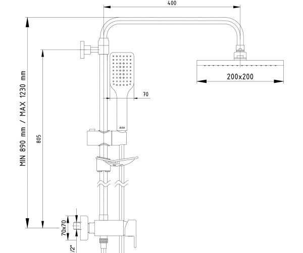 Душевая система E.C.A. Natura 102154038EX