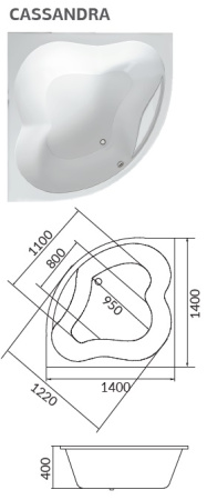 Акриловая ванна (140х140) 1Marka Cassandra 01кас1414