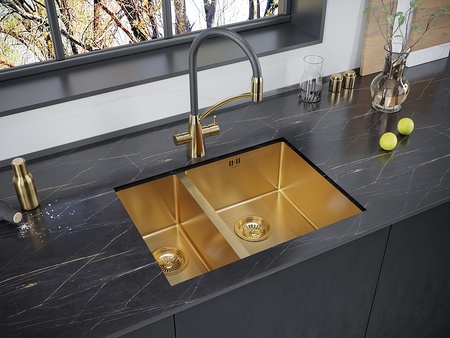 Кухонная мойка Paulmark  Zusat PM225944-BGR брашированное золото правая