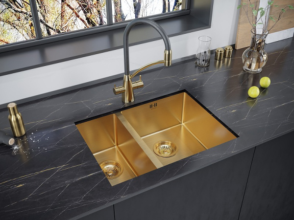 Кухонная мойка Paulmark  Zusat PM225944-BGR брашированное золото правая