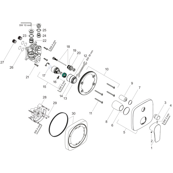 Смеситель для ванны встраиваемый Hansgrohe Talis E 71474000 хром