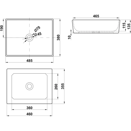 Раковина накладная (48,5х38) Brevita 7050H-805