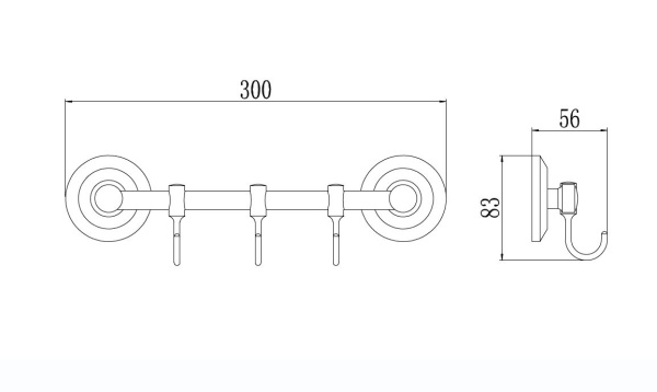 Планка с крючками Savol 3 крючка S-007173