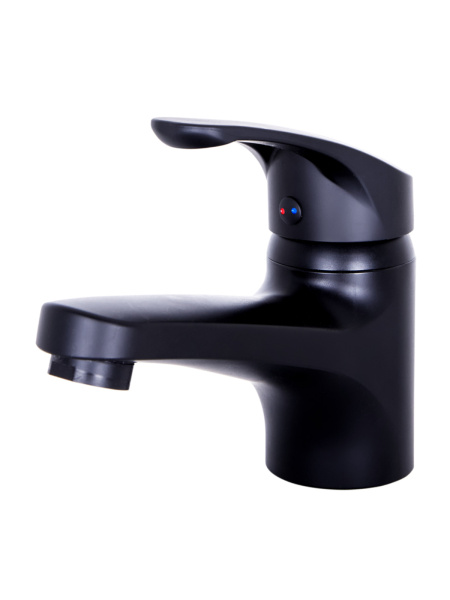 Смеситель для раковины однорычажный полимерный с гигиеническим набором OneLife P01-022b черный