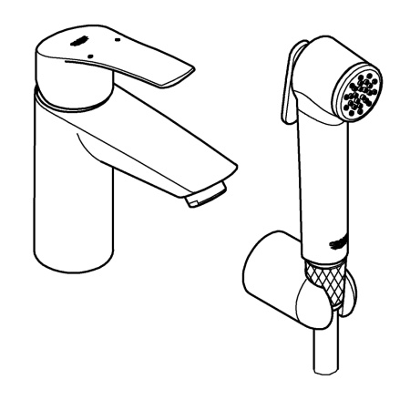 Смеситель для раковины с гигиеническим душем GROHE Eurosmart 23124 003 (23124003) хром