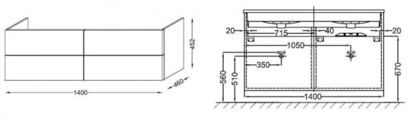 Тумба для раковины Jacob Delafon Vox EB2070-R1-G1C