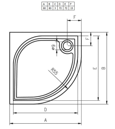 Душевой поддон RIHO KOLPING DB10 80x80x3 D004001005