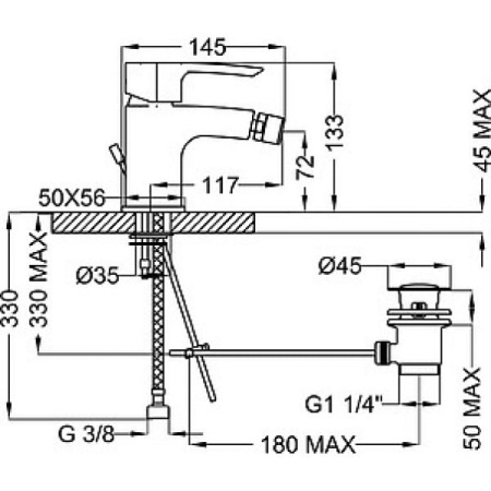 Смеситель для биде Cezares Lillia LILLIA-BSM1-01-Cr