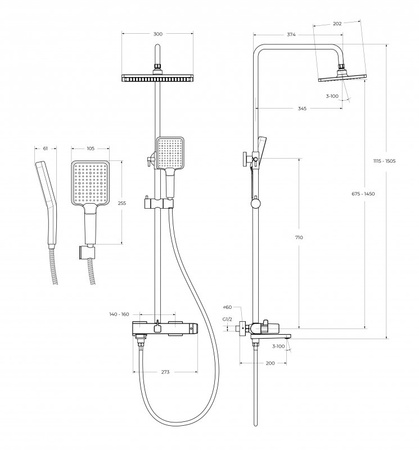 Комплект смесителей для ванной комнаты BelBagno ARDENTE-VSCM/LVM-CRM