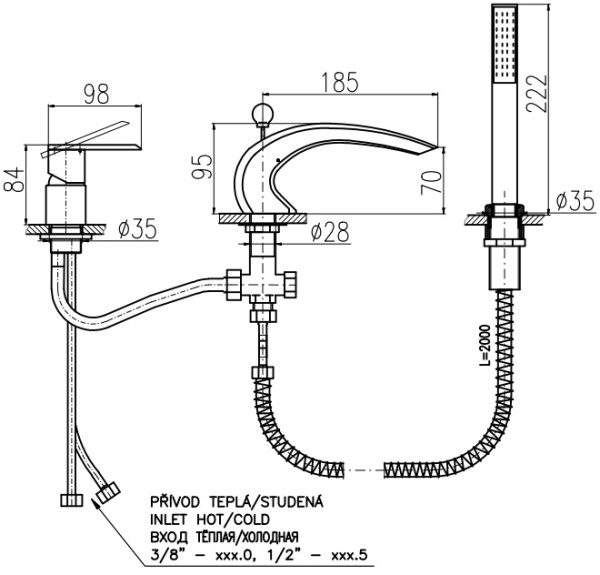 Смеситель на борт ванны Rav Slezak Loira LR572.5S