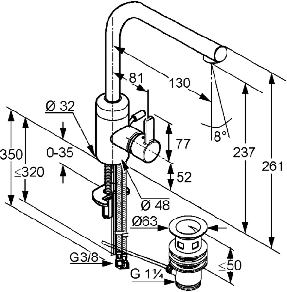 Смеситель для раковины Kludi Zenta 382940575