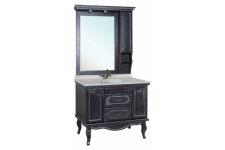 Зеркало-шкаф Bellezza Рим 100 R 4638117611046 черное патина серебро правое