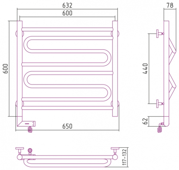 Полотенцесушитель Электрический Cунержа Элегия 2.0 Левый (600x600) Матовый БЕЛЫЙ 30-5218-6060 Полотенцесушитель Электрический Cунержа Элегия 2.0 Левый (600x600) Матовый БЕЛЫЙ 30-5218-6060