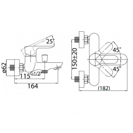 Смеситель для ванны  BelBagno CARIN CAR-VASM-CRM