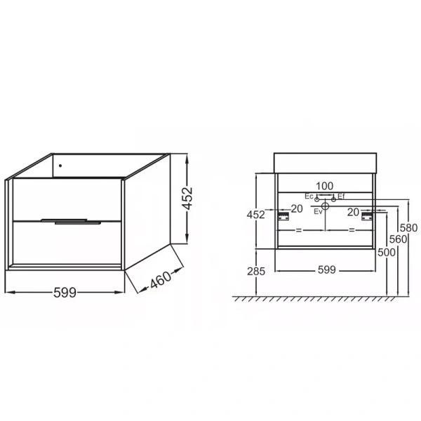 Тумба под раковину Jacob Delafon Vivienne 60 EB1666-J5-E75