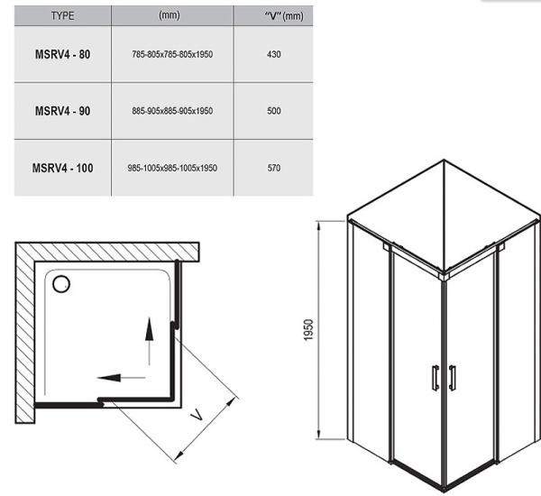 Душевой уголок Ravak Matrix MSRV4-90 90x90 1WV77U00Z1