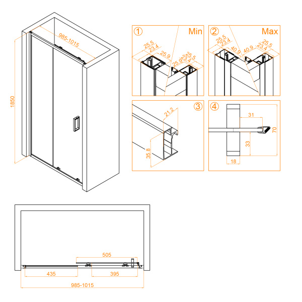 Душевая дверь 100 см RGW Classic CL-14 32091410-11