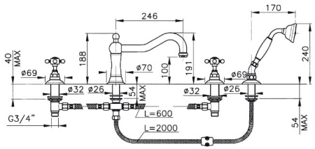 Смеситель Nicolazzi DAMES ANGLAISES 1449BZ70