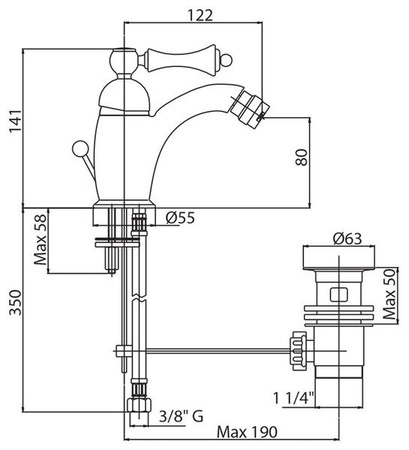 Смеситель для биде Cezares Margot MARGOT-BSM1-01-M