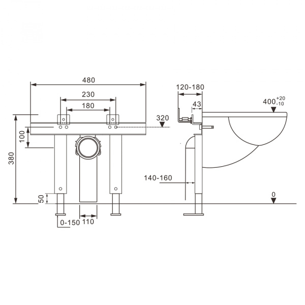 Инсталляция ABBER AC0102P для подвесного биде и унитаза с импульсным смывом