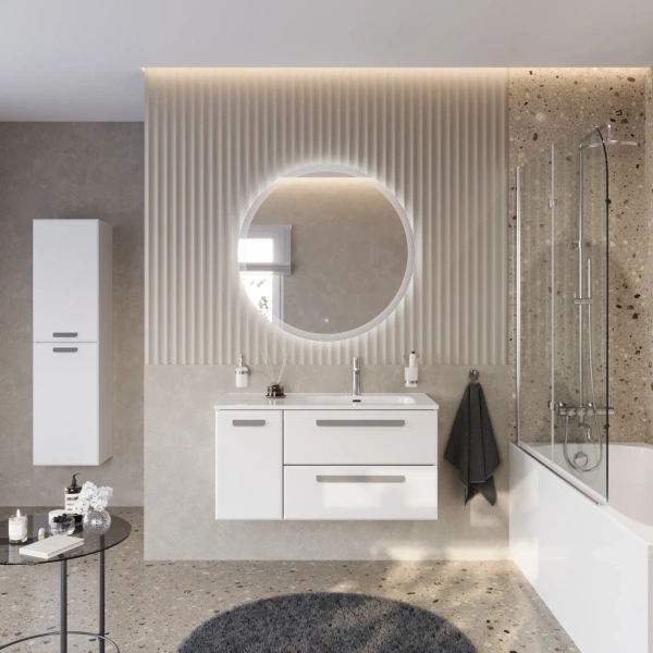 Тумба под раковину Cezares ECO-CER-N-1000-2C-1A-SO-BL-R Bianco Lucido без ручек