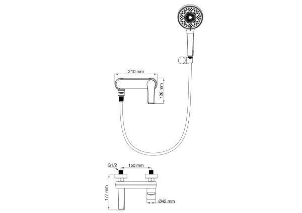 Смеситель для ванны с душем WONZON & WOGHAND BRILLIANT, темный графит WW-88037079-BGM Смеситель для ванны с душем WONZON & WOGHAND BRILLIANT, темный графит WW-88037079-BGM