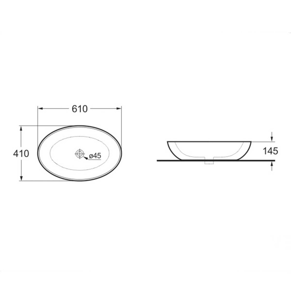Раковина накладная (61х41) Vincea VBS-115 белый