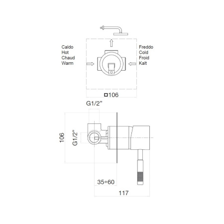 Смеситель для душа встраиваемый Webert Rimini RI880101015, хром