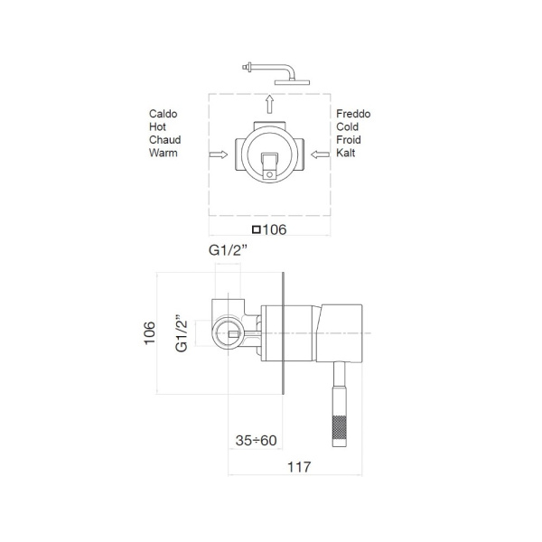 Смеситель для душа встраиваемый Webert Rimini RI880101560, черный Смеситель для душа встраиваемый Webert Rimini RI880101560, черный