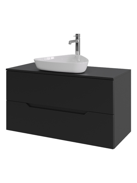 Тумба с раковиной подвесная 100 см, Orange Line Li-100TubMDF+B07-500W черный/белый