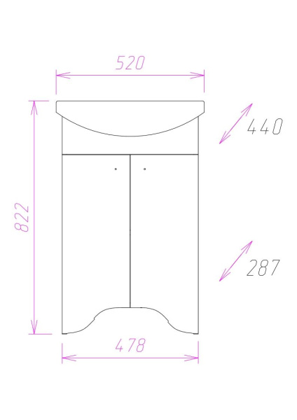 Тумба под раковину напольная Onika Омега 50 105015
