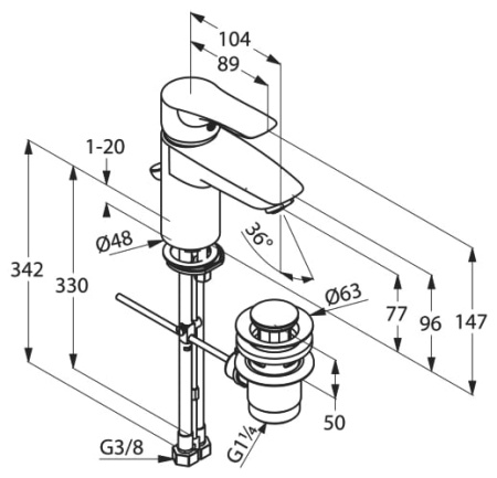 Смеситель для раковины KLUDI Tercio New 384840575