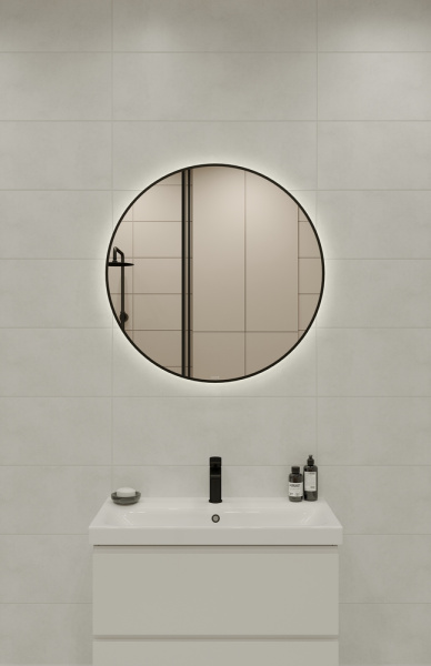 Зеркало Cersanit ECLIPSE smart 80x80 в черной рамке 64147