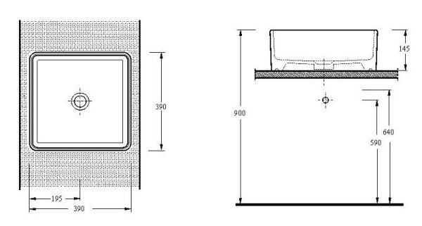 Раковина накладная (39х39) beWash Ontario 35391001