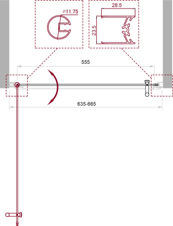 Душевая дверь (65х190) BelBagno UNO-B-1-65-P-Cr