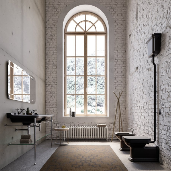 Чаша напольного унитаза Kerasan Waldorf 411631 без сиденья, черный матовый