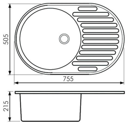 Кухонная мойка Whinstone ￼￼￼Ронда 760 (B28) серая