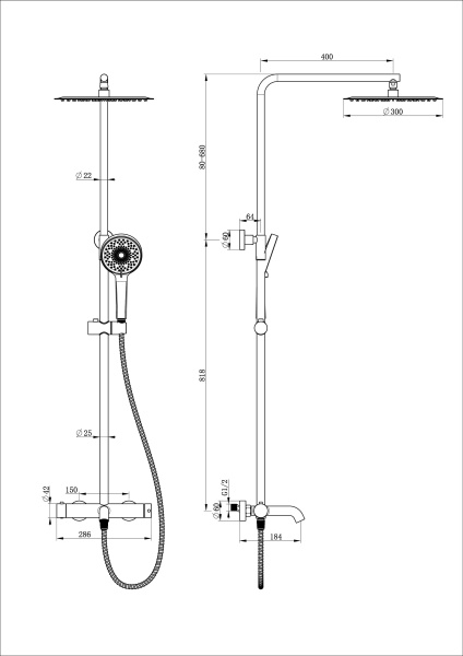 Душевая система WONZON & WOGHAND STICK, черный матовый WW-88739017-MB Душевая система WONZON & WOGHAND STICK, черный матовый WW-88739017-MB