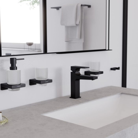 Смеситель для раковины с донным клапаном Push-Open Hansgrohe Metropol 32507670 черный матовый