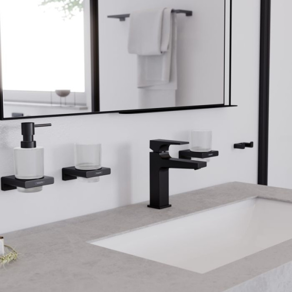 Смеситель для раковины с донным клапаном Push-Open Hansgrohe Metropol 32507670 черный матовый