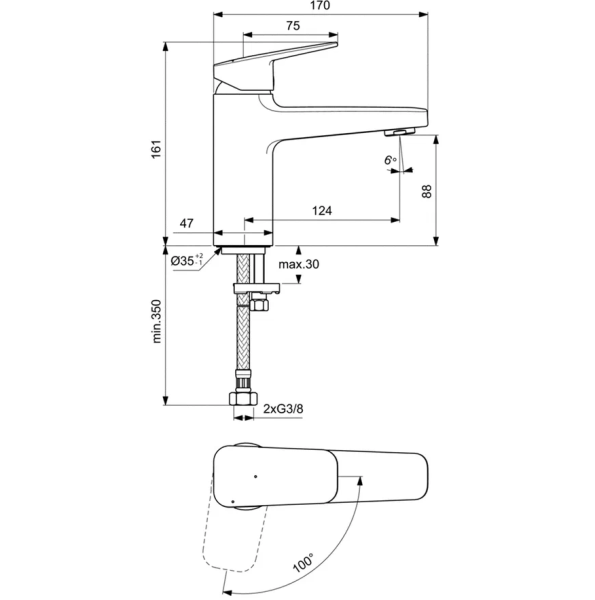 Смеситель для раковины Ideal Standard CERAPLAN BD224AA, хром