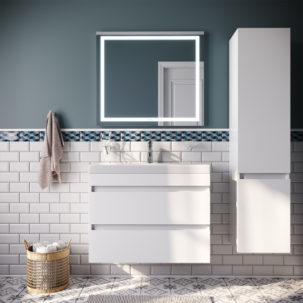 Тумба с умывальником IDDIS подвесная с ящиками, белая, 80 см, Zodiac. Подходит ум. 3508000i28 (ZOD8CB0i95K)